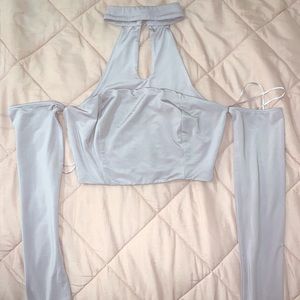 Purple top off the shoulder